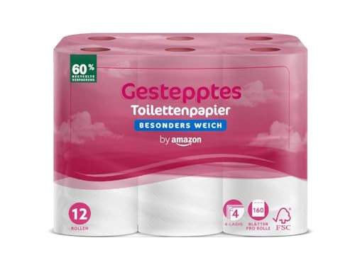 toilettenpapier by amazon 4-lagig 12 rollen 160 blätter pro rolle weich 0,28/100blätter