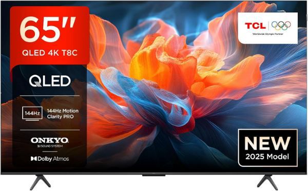 tcl 65t8c 65 zoll 4k uhd qled smart google tv 144 hz für 649 euro