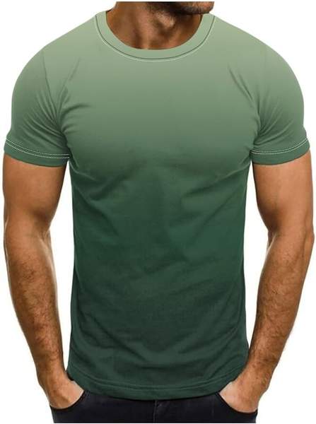 Herren T-Shirt Kurzarm Baumwolle Grün XL Sommer Mode Wandershirt Gym Tops