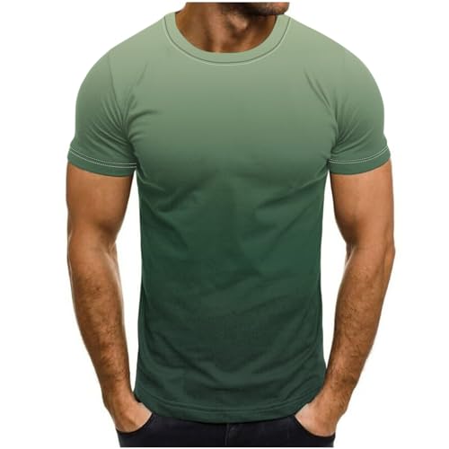 KOG Herren T-Shirt Kurzarm Tie-Dye Baumwolle Grün 3XL Mode Oberteil