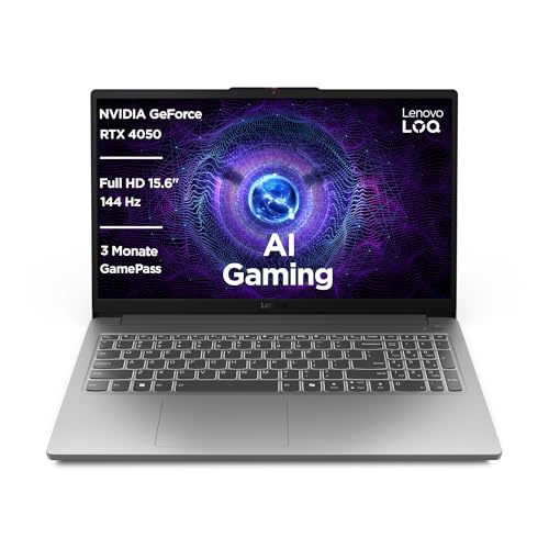 lenovo loq essential gaming laptop 15,6" fhd 144hz intel i7 rtx 4050 16gb 1tb ssd windows 11 luna grau
