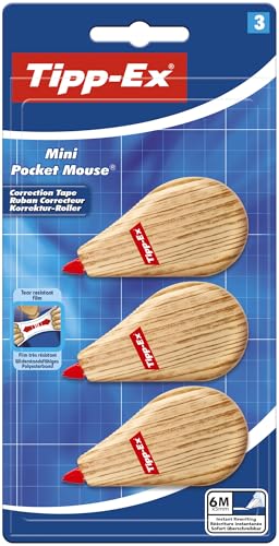 BIC Tipp-Ex mini pocket mouse korrigierband 6 m x 5 mm verschiedene holzmotive 3er pack