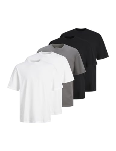 jack & jones t-shirts 5er pack, 100% baumwolle, locker geschnitten, größen xs-xxl