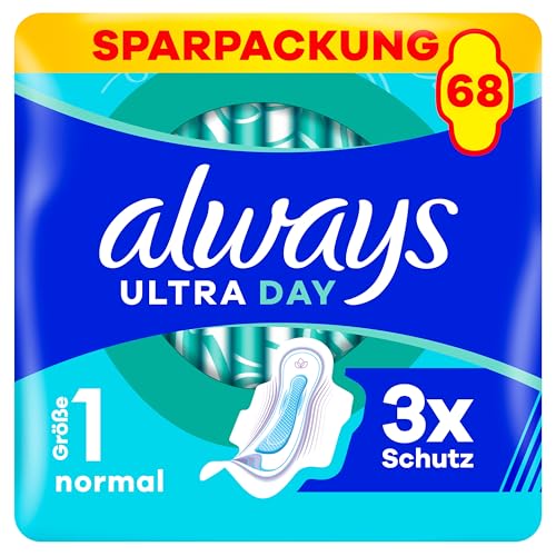 Produktbild: always ultra normal damenbinden mit flügeln 68 stück super saugfähig dünn