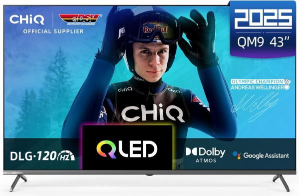 chiq u43qm9g 43 zoll 4k uhd qled tv 120hz für 249,99 euro statt 330 euro