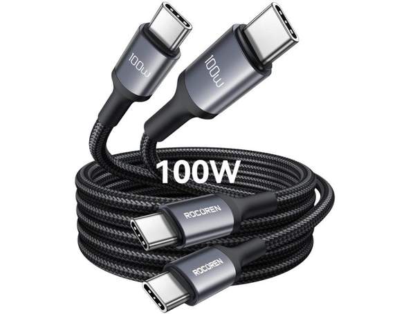 Rocoren 2x usb c schnellladekabel 100w nylon geflochten für 5,47