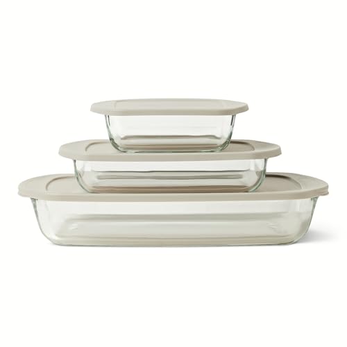 glas backformen set 6-teilig amazon basics borosilikat mit bpa-freien deckeln