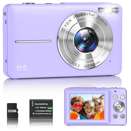 digitalkamera 1080p 44mp kompaktkamera mit 2,4 zoll lcd, 16x digitalzoom, lila