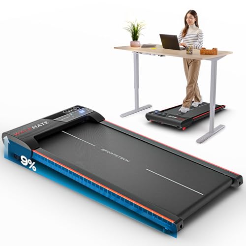 sportstech walking pad bis 6 km/h, manuelle steigung bis 9%, app steuerung, leicht und kompakt
