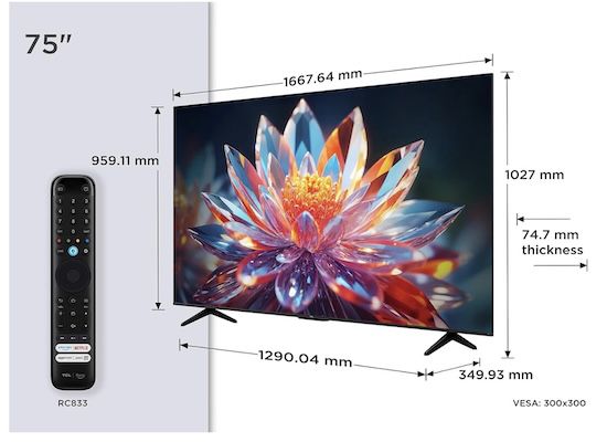 tcl 75t6c 75 zoll 4k uhd qled smart tv 599 euro statt 699 euro