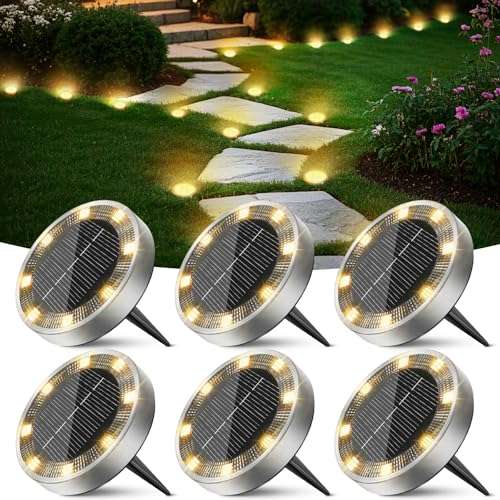 solar bodenleuchten aussen 6 stück, 8 led solarlampen wetterfest für garten