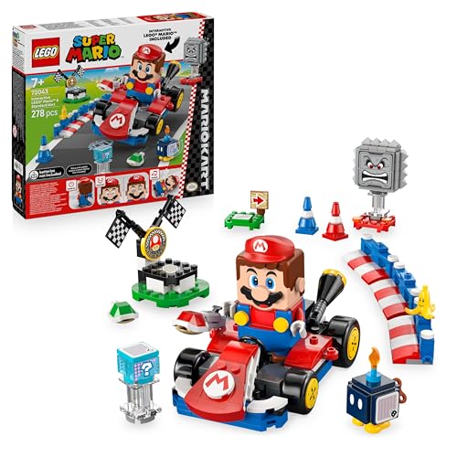 LEGO 72043 Mario Kart - Interaktives Mario, Standard-Kart, 3 Figuren, Rennstrecke