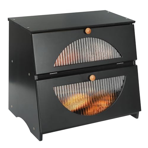 Produktbild: leader accessories bambus brotkasten 2 etagen schwarz lebensmittelecht 39x25x33cm
