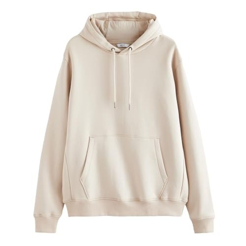 NEXT Herren Premium Hoodie Baumwollmischung Kängurutasche Kapuze Ecru 3X-Large