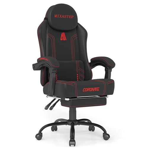 nsmazxo gaming stuhl ergonomisch rot, verstellbare rückenlehne, 360 drehfunktion