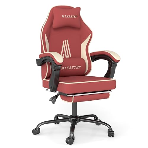 gaming stuhl nsmazxo ergonomisch mit fußstütze, kopfstütze, lendenkissen, 130kg tragfähigkeit