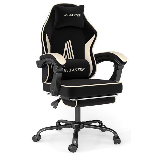 gaming stuhl nsmazxo mit lendenkissen, fußstütze und kopfstütze 65,99