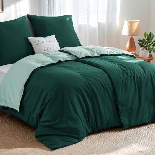 bettwäsche 135x200 4teilig dunkelgrün salbeigrün, Aisbo wendebettwäsche mikrofaser 80x80 cm, öko-tex