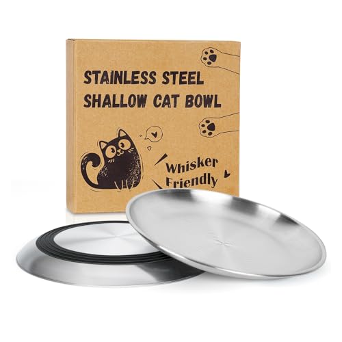 Edelstahl Katzennapf flach 17 cm, rutschfest, schnurrhaarfreundlich, 2 Stück