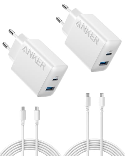 ankerladegerät usb c 20w 2-port 2er-pack mit 1,5m usb c kabel für iphone und ipad