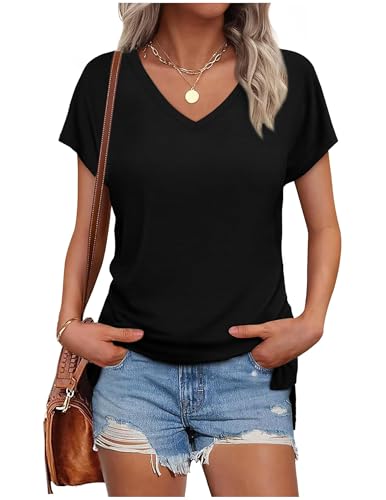 ärmelose bluse damen elegant t-shirt weiß schwarz grau mit flügelärmeln casual