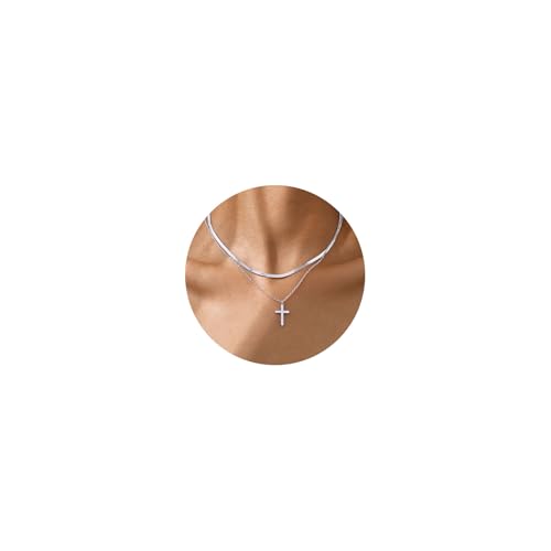 tempBeau kreuz kette damen edelstahl halskette mit anhänger für frauen - silber