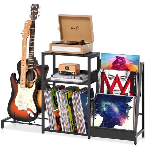 Produktbild: plattenspieler ständer, gitarrenständer für bass und e-gitarre, regal für 150 alben