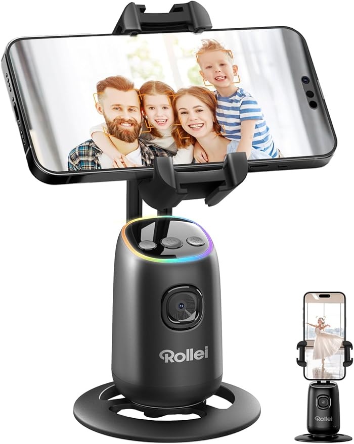 Rollei Easy Creator Desktop 360 Video Stabilisator mit AI Gesichtsverfolgung Akku