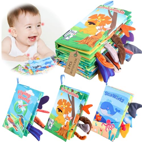 baby spielzeug 0-6 monate, aircadia interaktive spielbücher 3er set mit sound