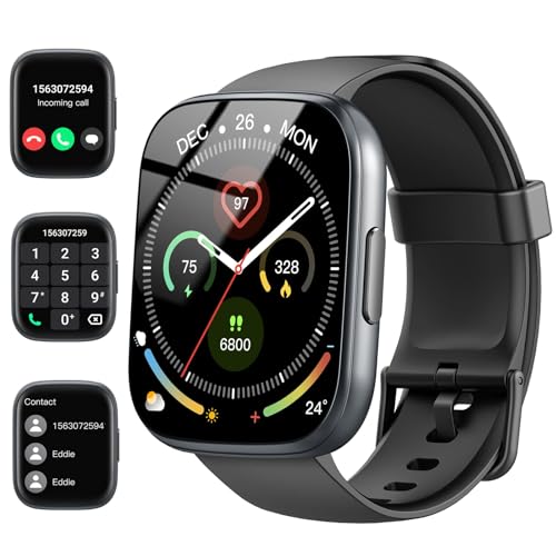 smartwatch fitness tracker mit telefonfunktion, 1,95 zoll hd touch, ip68 wasserdicht, 110+ sportmodi für ios android