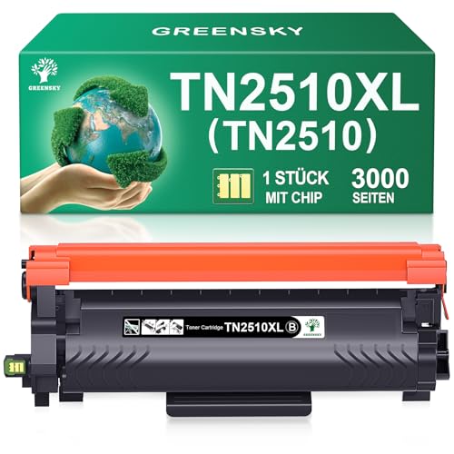 greensky toner tn2510 tn2510xl schwarz kompatibel für brother hl-l2400 dcp-l2627 mfc-l2800