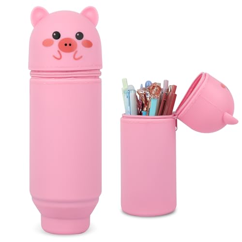 maxmoc kawaii mäppchen 2 in 1 aus silikon cartoon stifteköcher rosa für mädchen