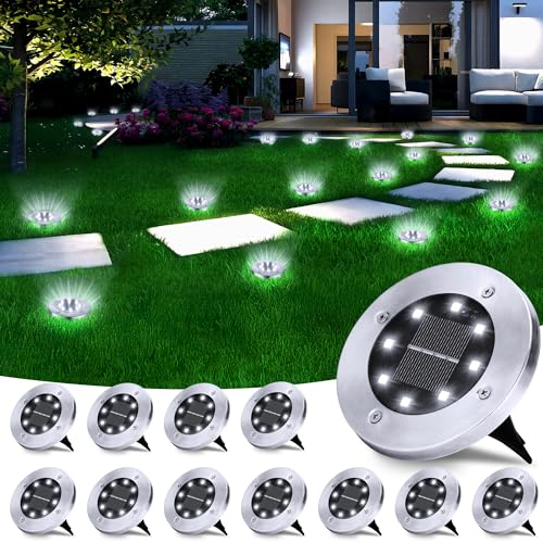 solar gartenlichter 12er set, 8 leds, wasserdicht, bodenlichter für außen