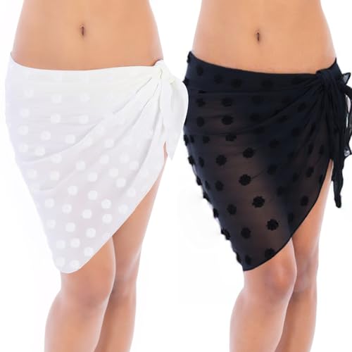 patinadrift pareo damen 2 stück strandwrap sarong leichtes atmungsaktives wickeltuch schwarz/weiß