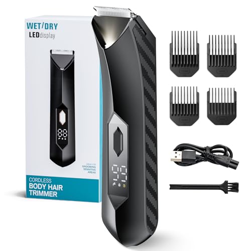 körperhaartrimmer männer, wiederaufladbar, wasserdicht, 4 begrenzungskämme, keramikschneider