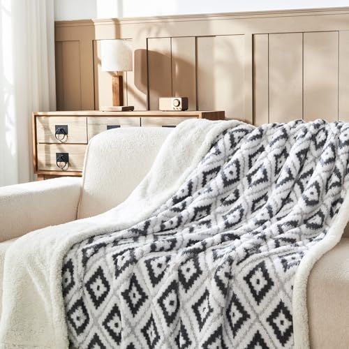 wajade sherpa kuscheldecke grau flauschige wolldecke für sofa und bett 127x153 cm