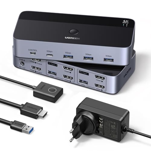 hdmi kvm switch ugreen ak500  2 pcs an 2 monitore 4k 60hz 4x usb 3.0