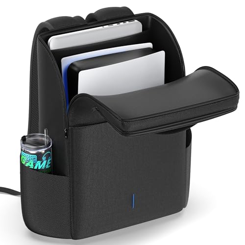 rysker rucksack für ps5, slim, pro - großer schutz, kapazität für controller, laptop, schwarz