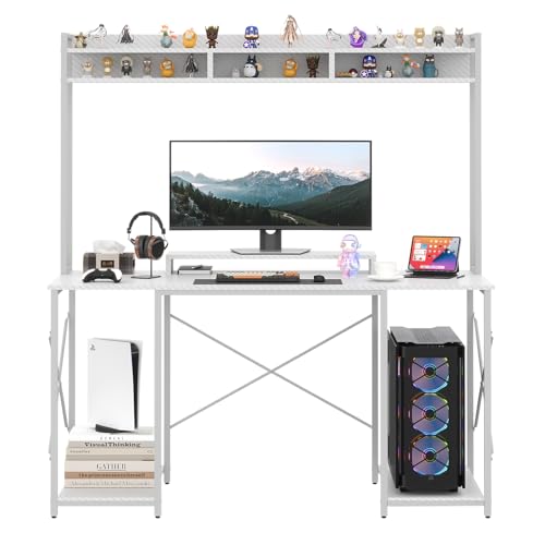 jummico gaming tisch 120 x 60 cm mit regal und monitorständer, computertisch
