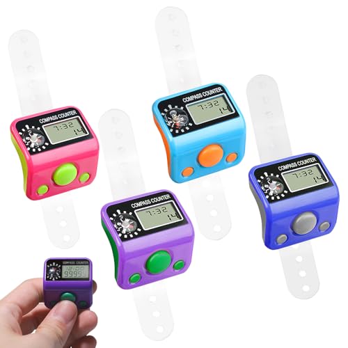 Dajasd fingerzähler 4 stücke digitaler handzähler mit kompass und led licht