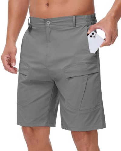 NANAMEEI Herren Shorts Outdoor Sommer Wandern Bermuda Hose Grau L