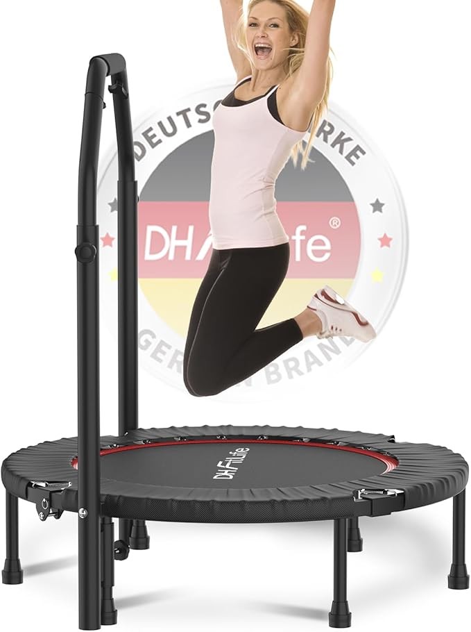 Produktbild: Fitness Indoor Trampolin klappbar 102 cm | 150 KG Tragfähigkeit | 4 Handgrifftufen
