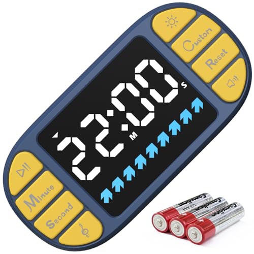 Digitaler Küchentimer mit Magnet, 3,6 Zoll LED-Anzeige, 4 Alarmtönen, Blau