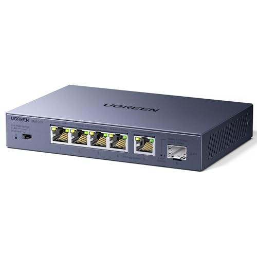 ugreen 2.5G LAN switch 5x 2.5G ports, 1x 10G SFP+, unmanaged, metallgehäuse, plug & play