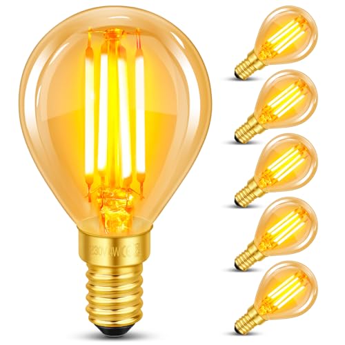 e14 led vintage leuchtmittel 4 w, warmweiß 2200 k, 2er pack golf ball p45/g45