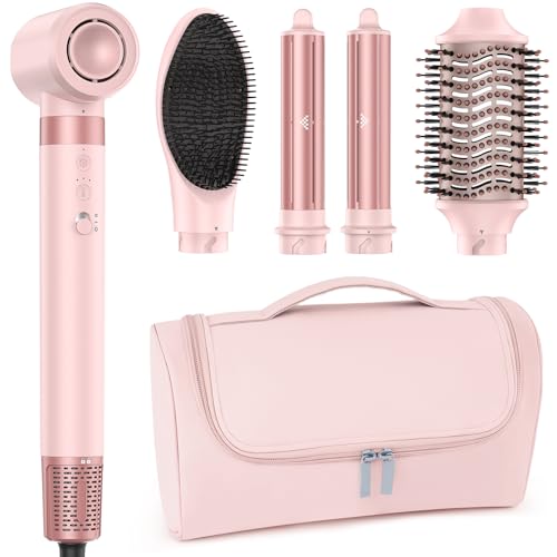 mescomb 5 in 1 airstyler mit fönbürste, lockenstab, glättbürste, reisetasche