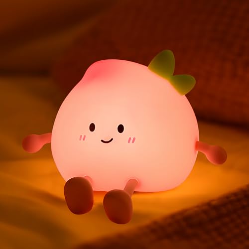 yiliaw peach nachtlicht für babyzimmer, usb aufladbar, dimmbar, süßes design