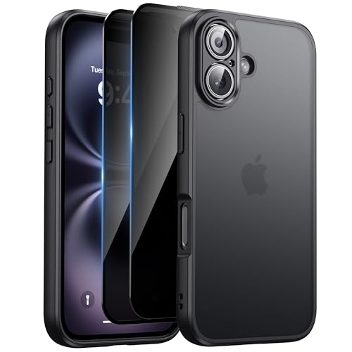 Produktbild: heIssitot iPhone 16 hülle mit sichtschutz folie und kamerabesch Schutz Schwarz