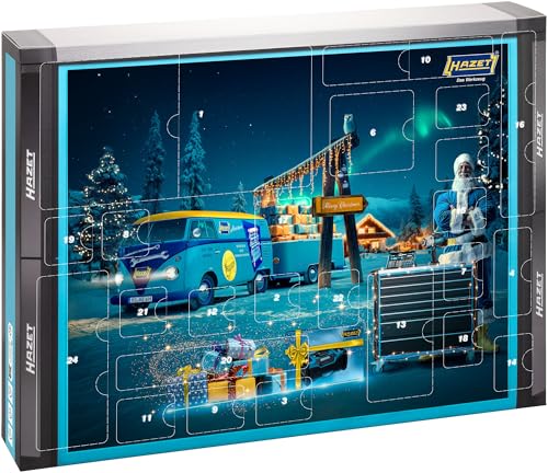 hazet werkzeug-adventskalender 2025 mit akku-schrauber, flaschenöffner, bit-set