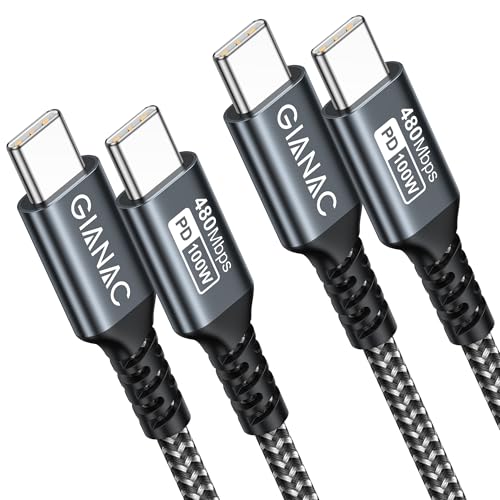 gianac 100w usb c ladekabel 2m 2 stück schnellladekabel pd 5a e-mark chip